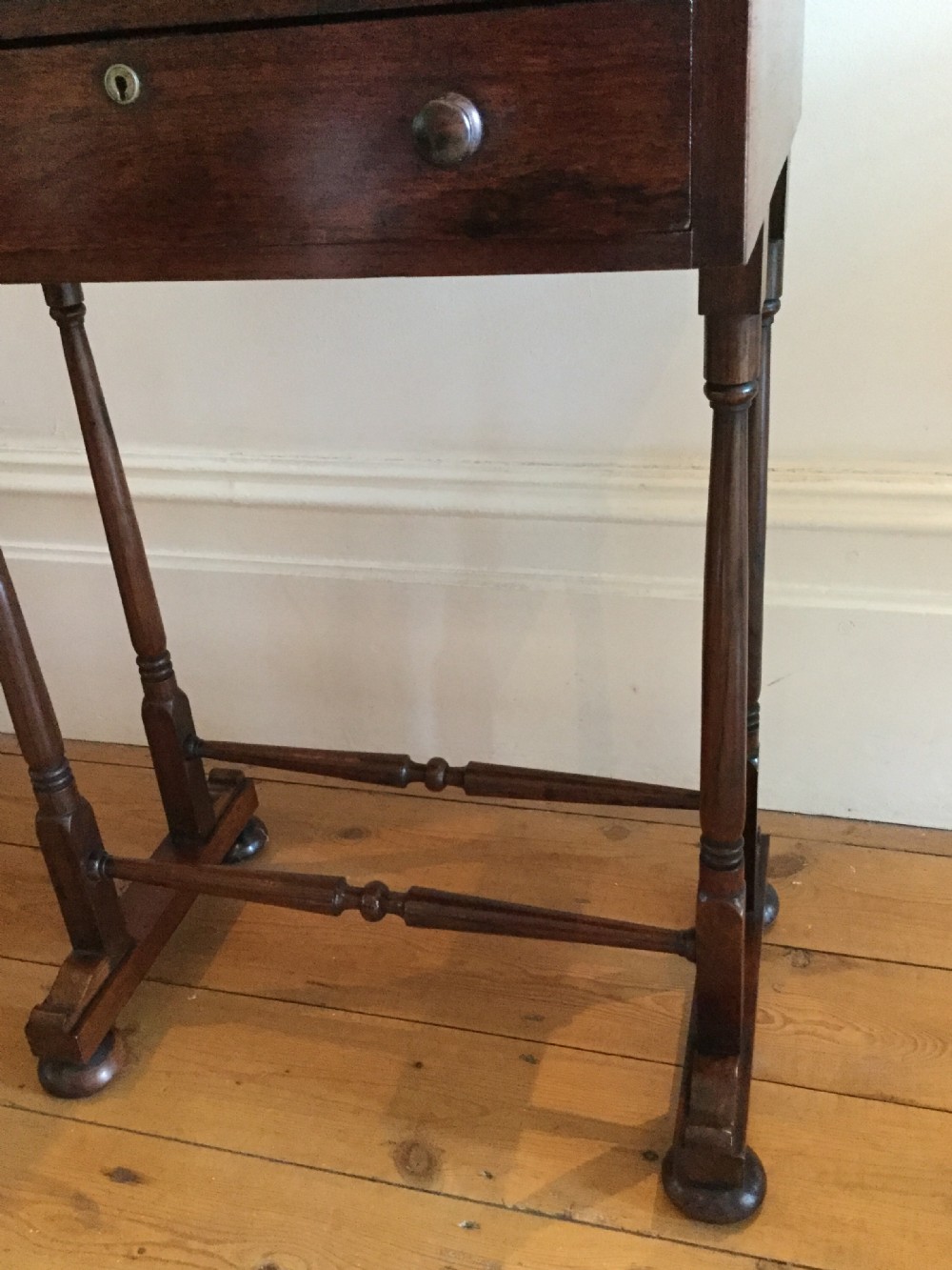 Early Victorian rosewood side work table c1840 View XI