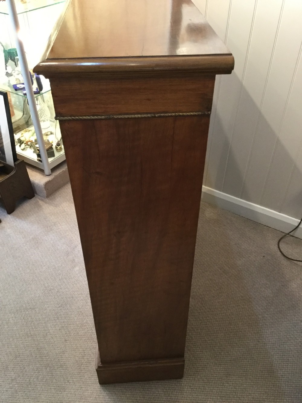 Late 19thC walnut glazed bookcase cabinet c1880 View V