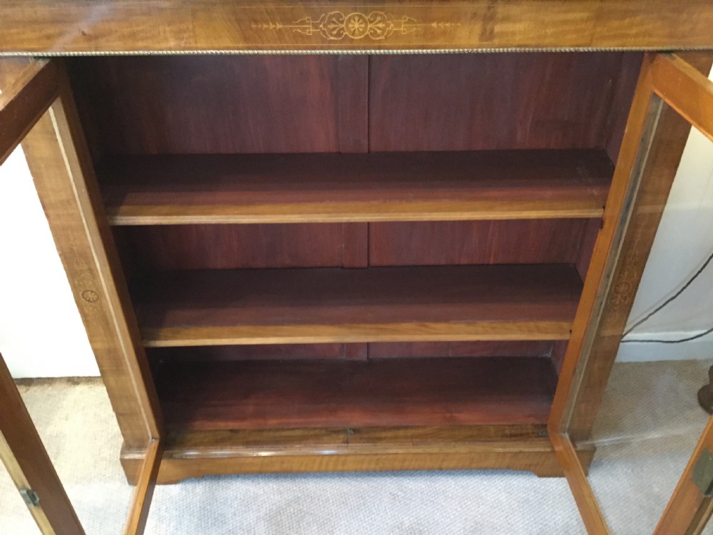 Late 19thC walnut glazed bookcase cabinet c1880 View XII