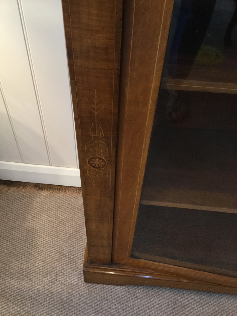 Late 19thC walnut glazed bookcase cabinet c1880 View XV