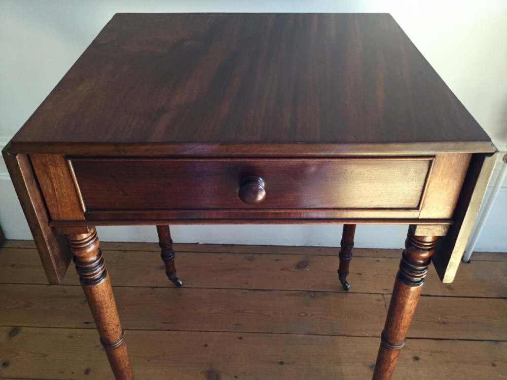 Georgian mahogany drop flap side work table c1800 View II