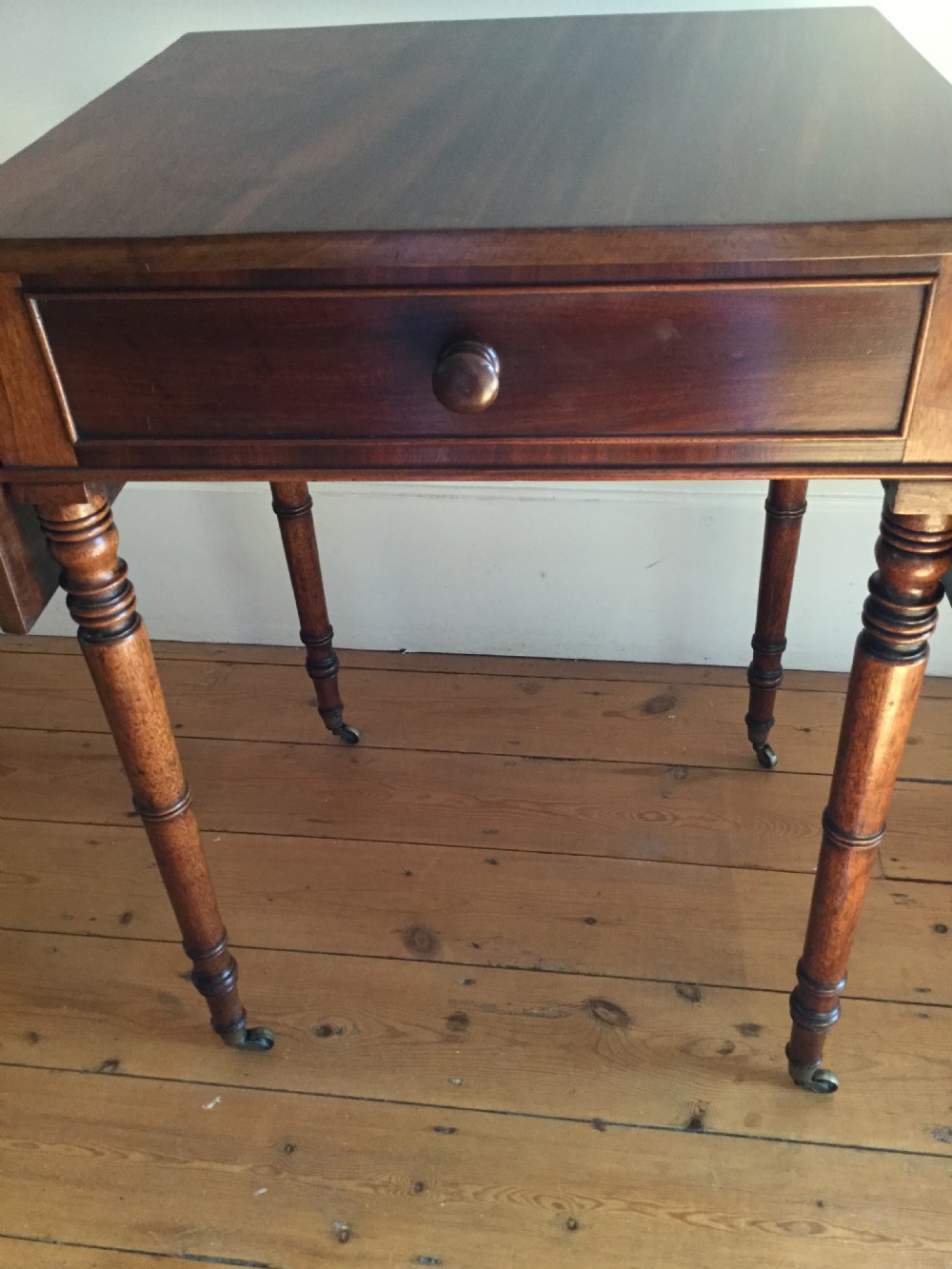 Georgian mahogany drop flap side work table c1800 View V