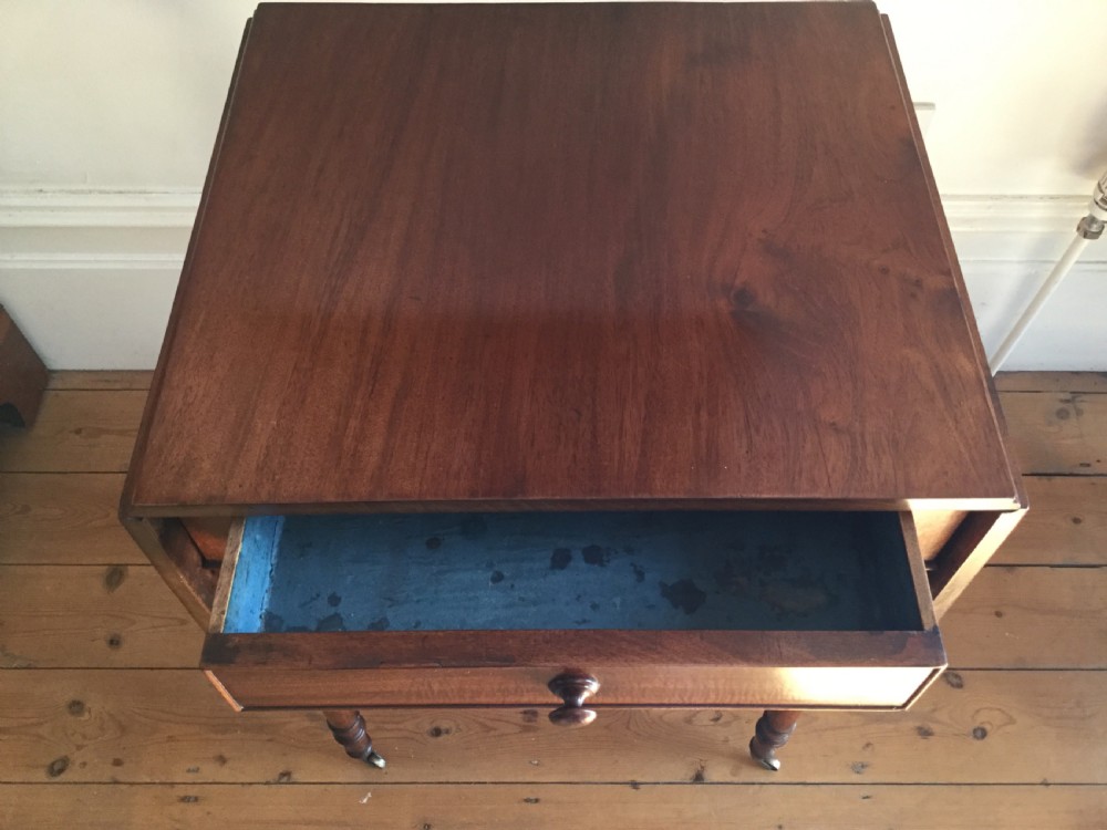 Georgian mahogany drop flap side work table c1800 View VI