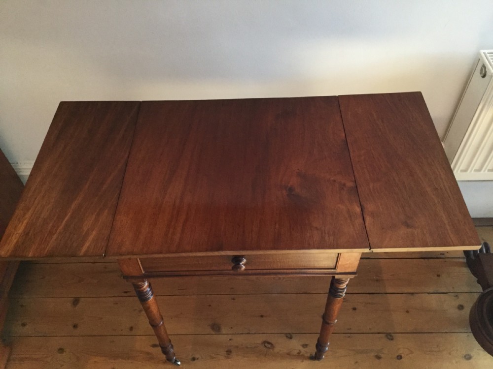 Georgian mahogany drop flap side work table c1800 View X
