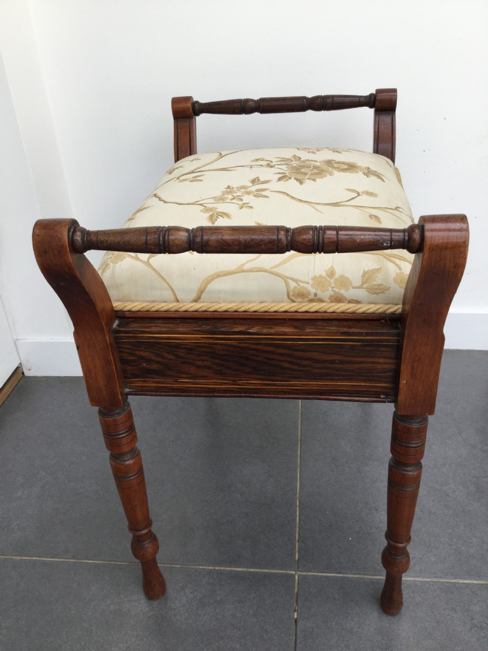 Late 19thC Victorian rosewood music stool c1880 View II