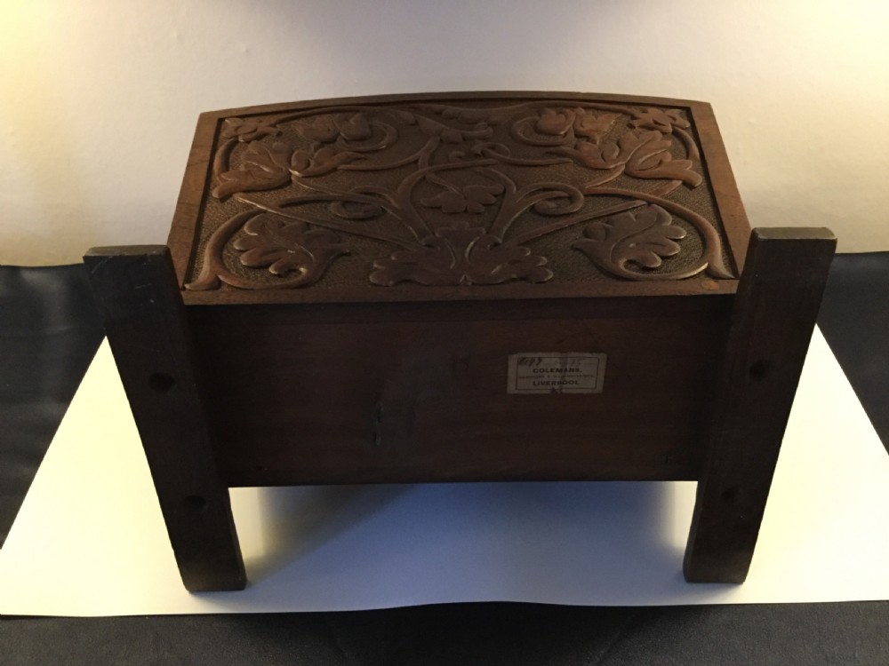Late 19thC Arts & Crafts carved oak magazine rack c1870 View VII