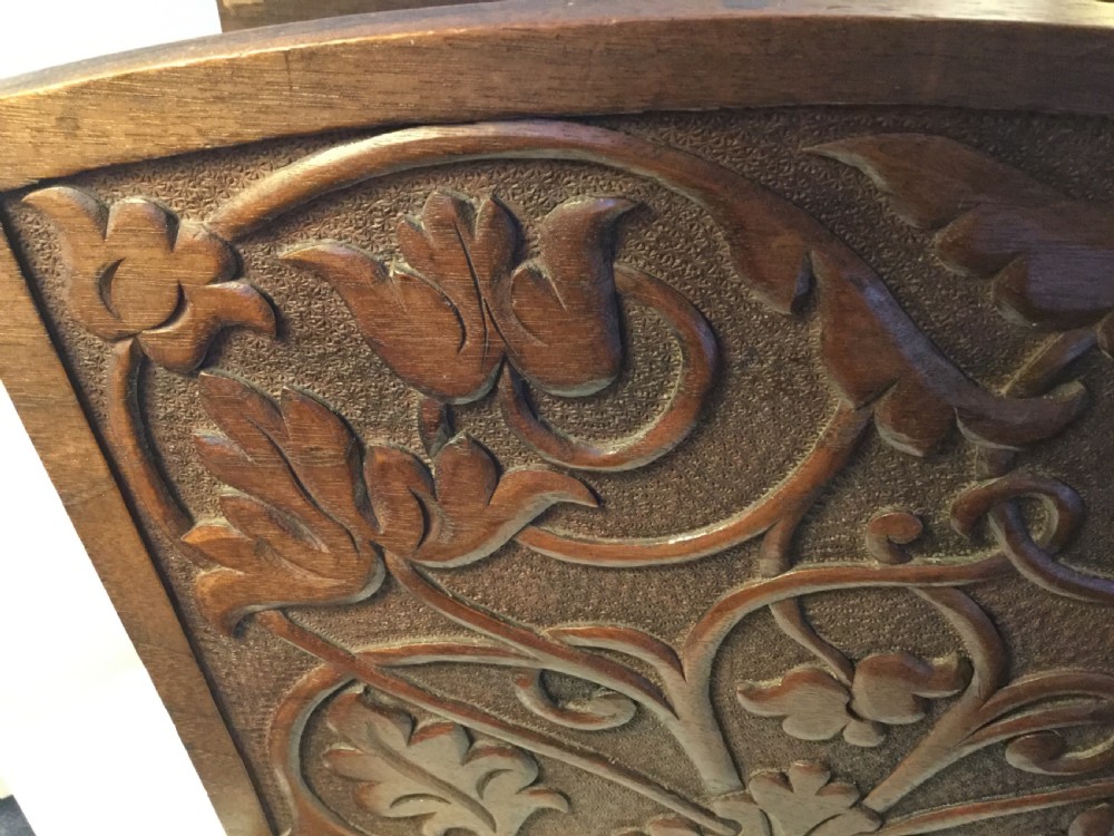 Late 19thC Arts & Crafts carved oak magazine rack c1870 View VIII
