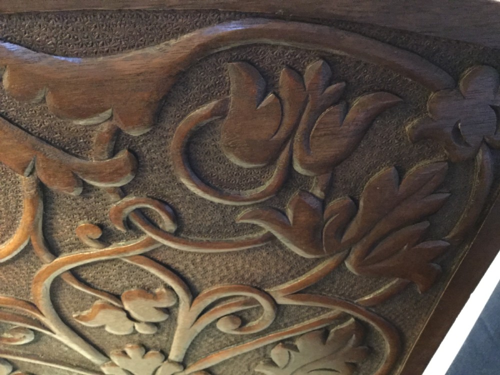 Late 19thC Arts & Crafts carved oak magazine rack c1870 View IX