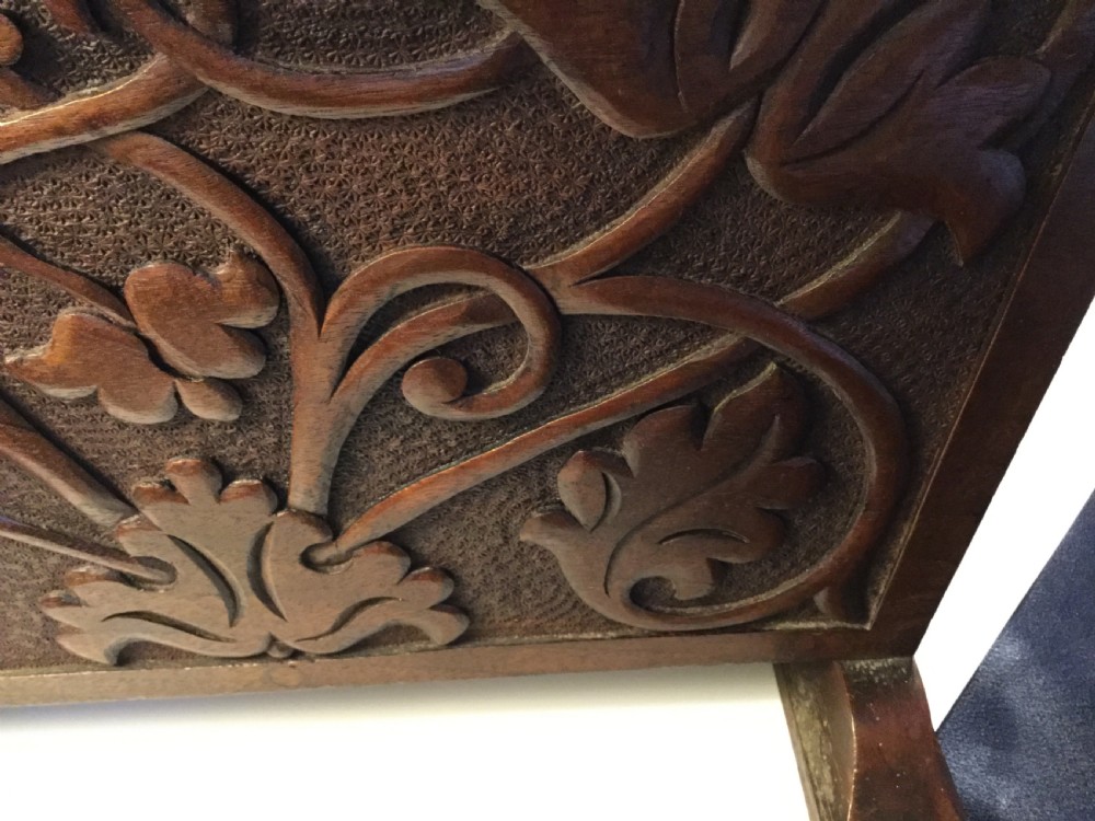 Late 19thC Arts & Crafts carved oak magazine rack c1870 View X