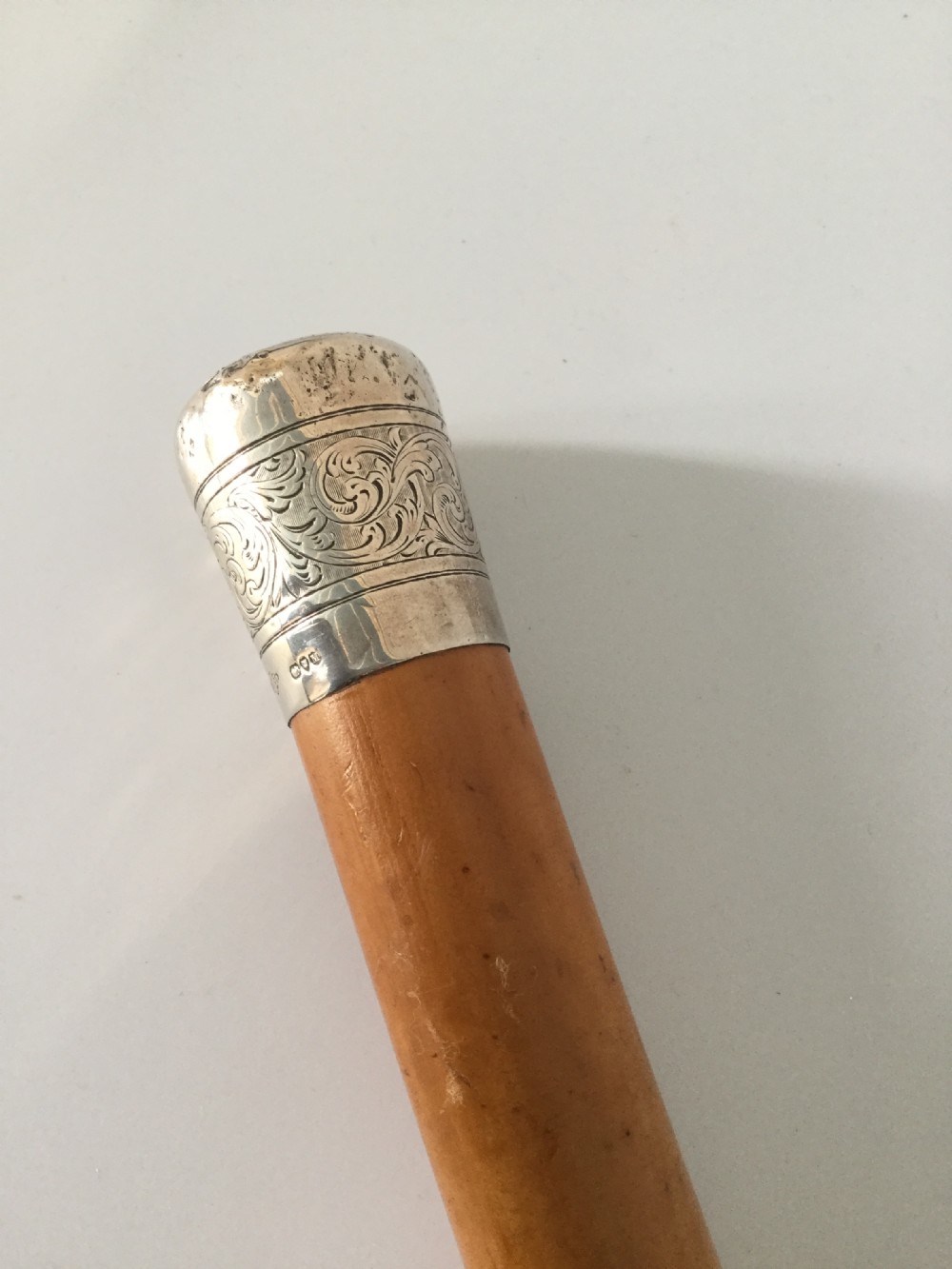 Victorian silver and malacca walking stick cane London 1887