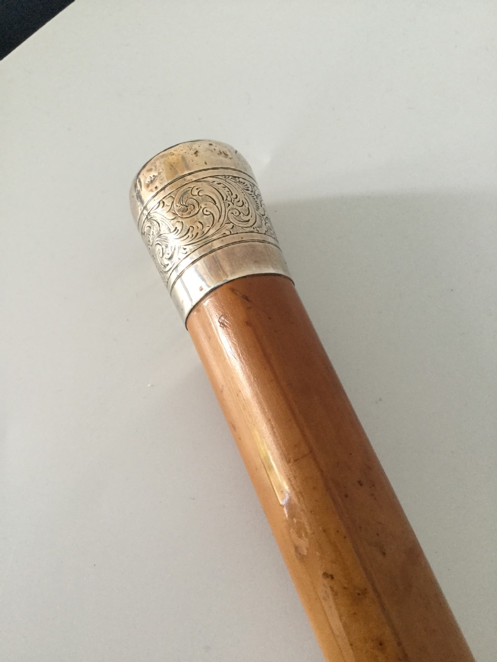 Victorian silver and malacca walking stick cane London 1887 View IV