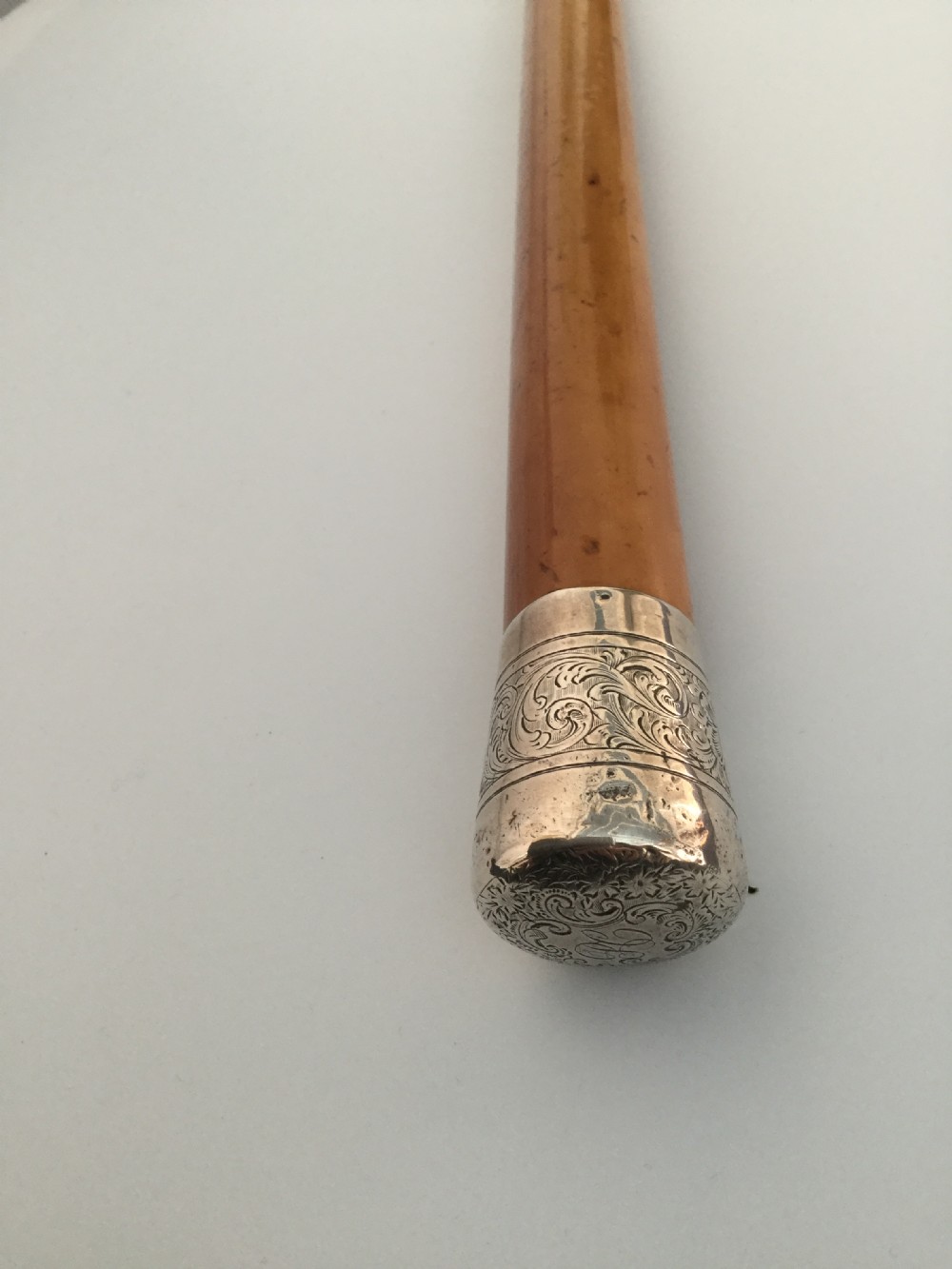 Victorian silver and malacca walking stick cane London 1887 View VI
