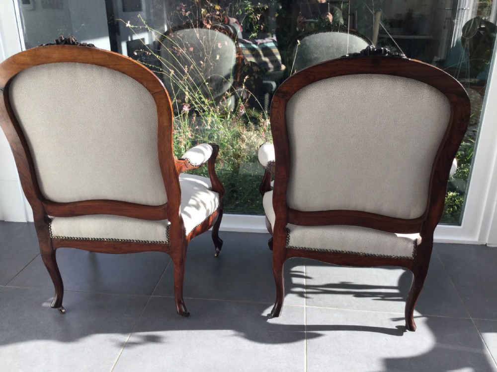 Pair of French  rosewood armchair fauteuils c1870 View III