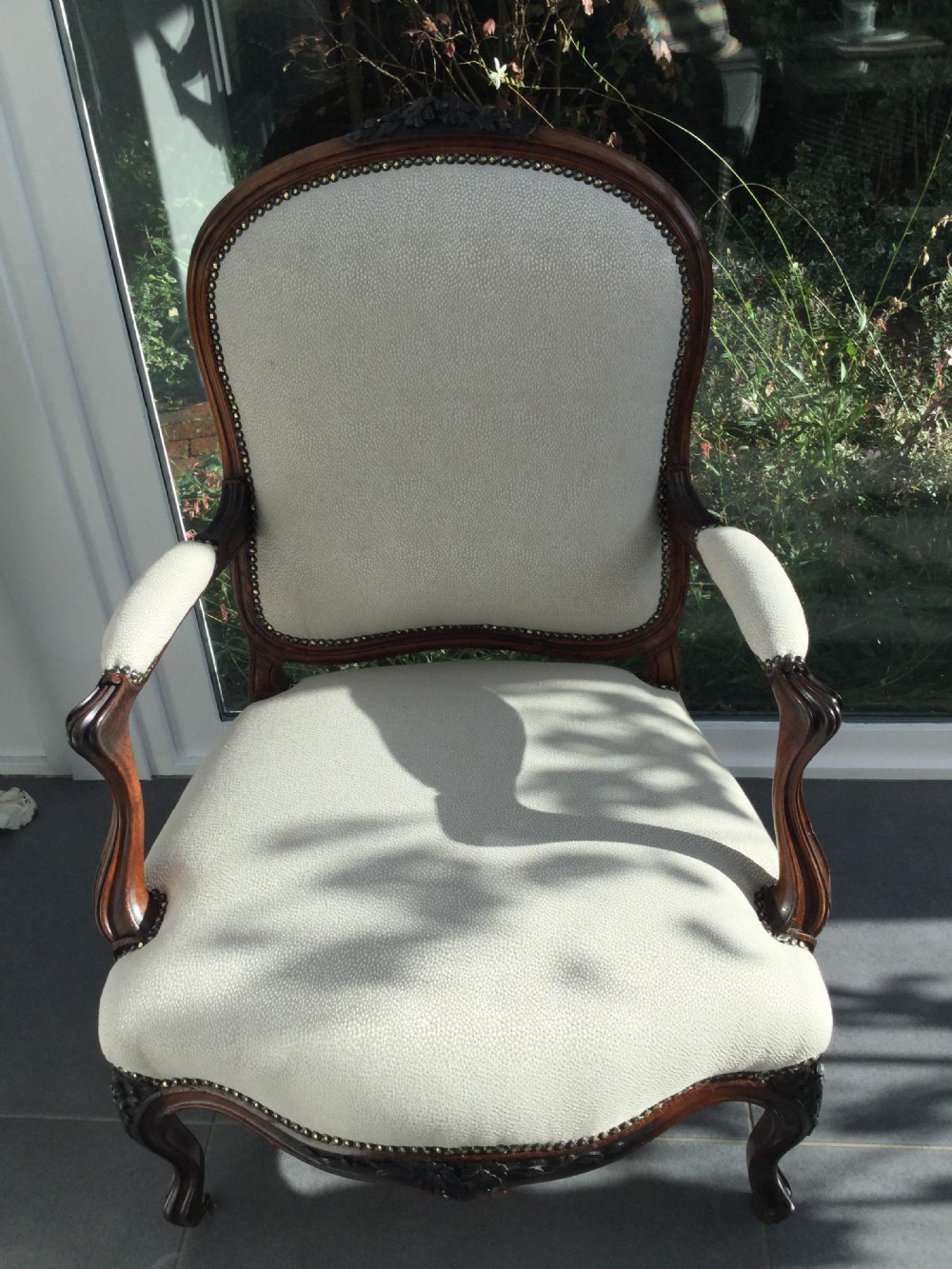 Pair of French  rosewood armchair fauteuils c1870 View IV