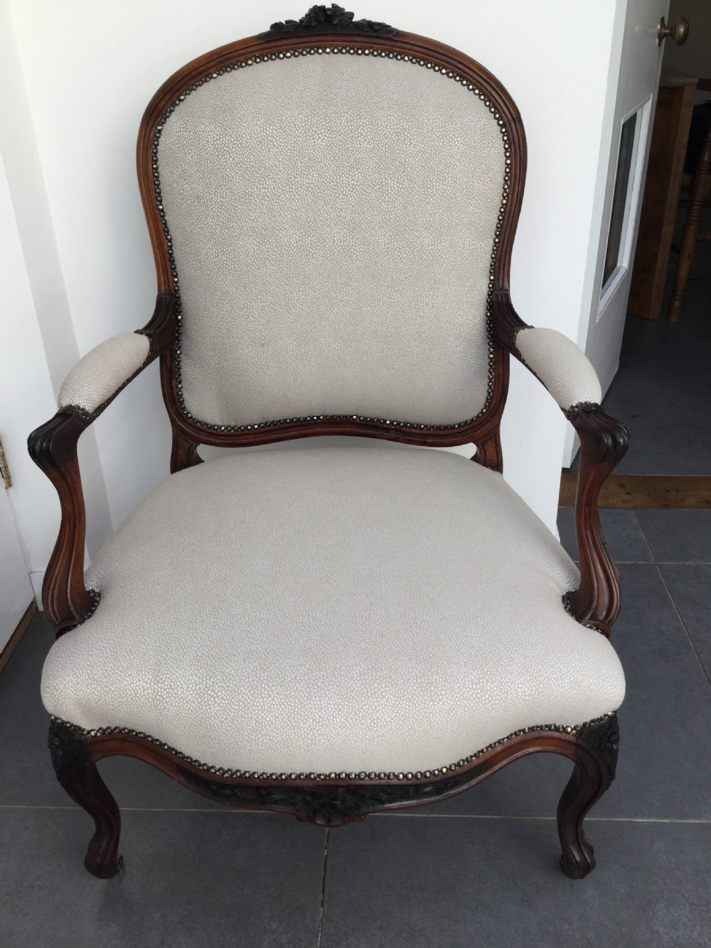 Pair of French  rosewood armchair fauteuils c1870 View VIII