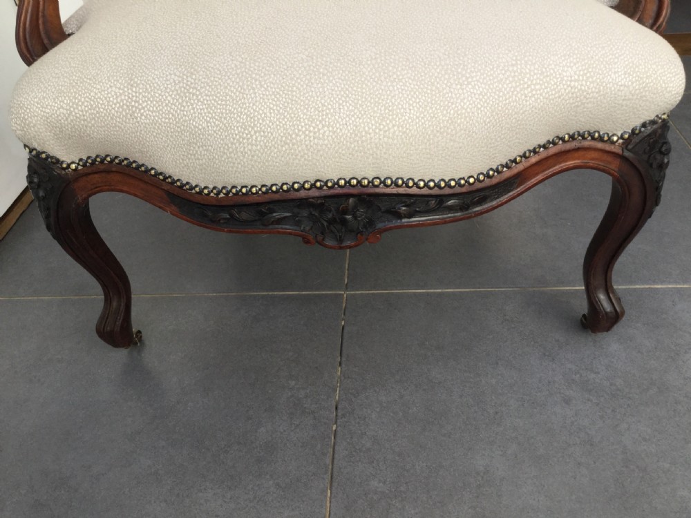 Pair of French  rosewood armchair fauteuils c1870 View X