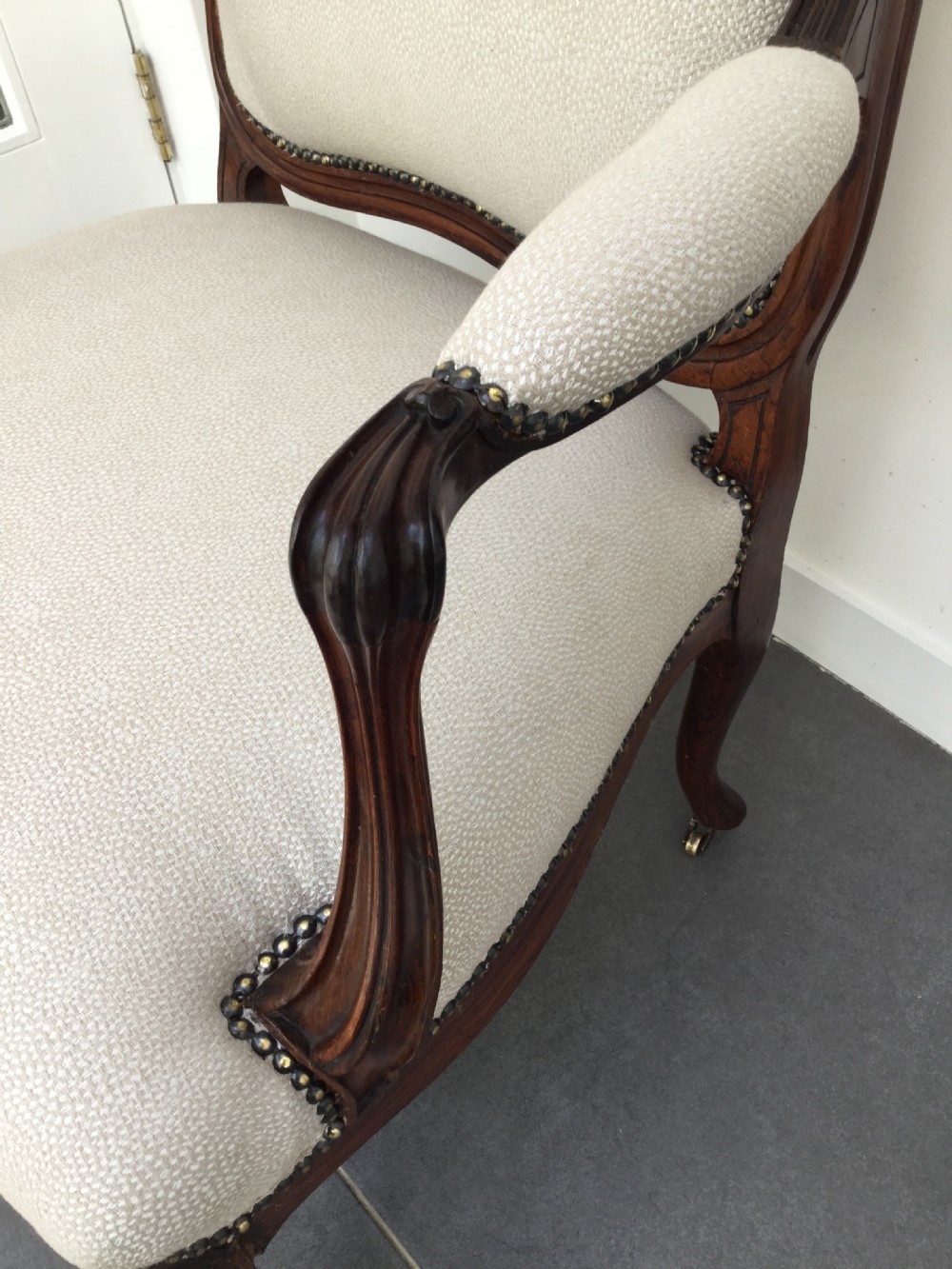 Pair of French  rosewood armchair fauteuils c1870 View XI