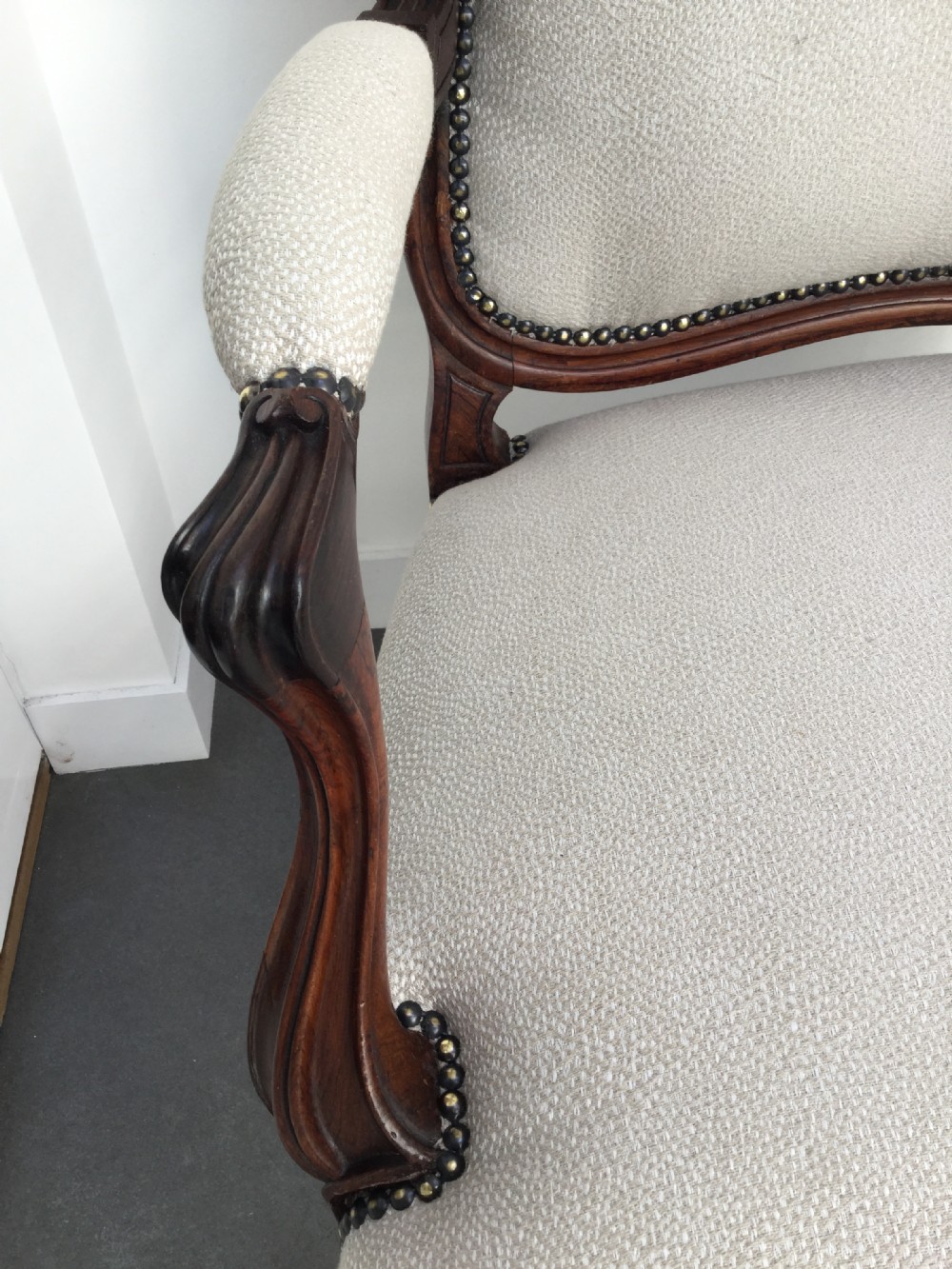 Pair of French  rosewood armchair fauteuils c1870 View XII