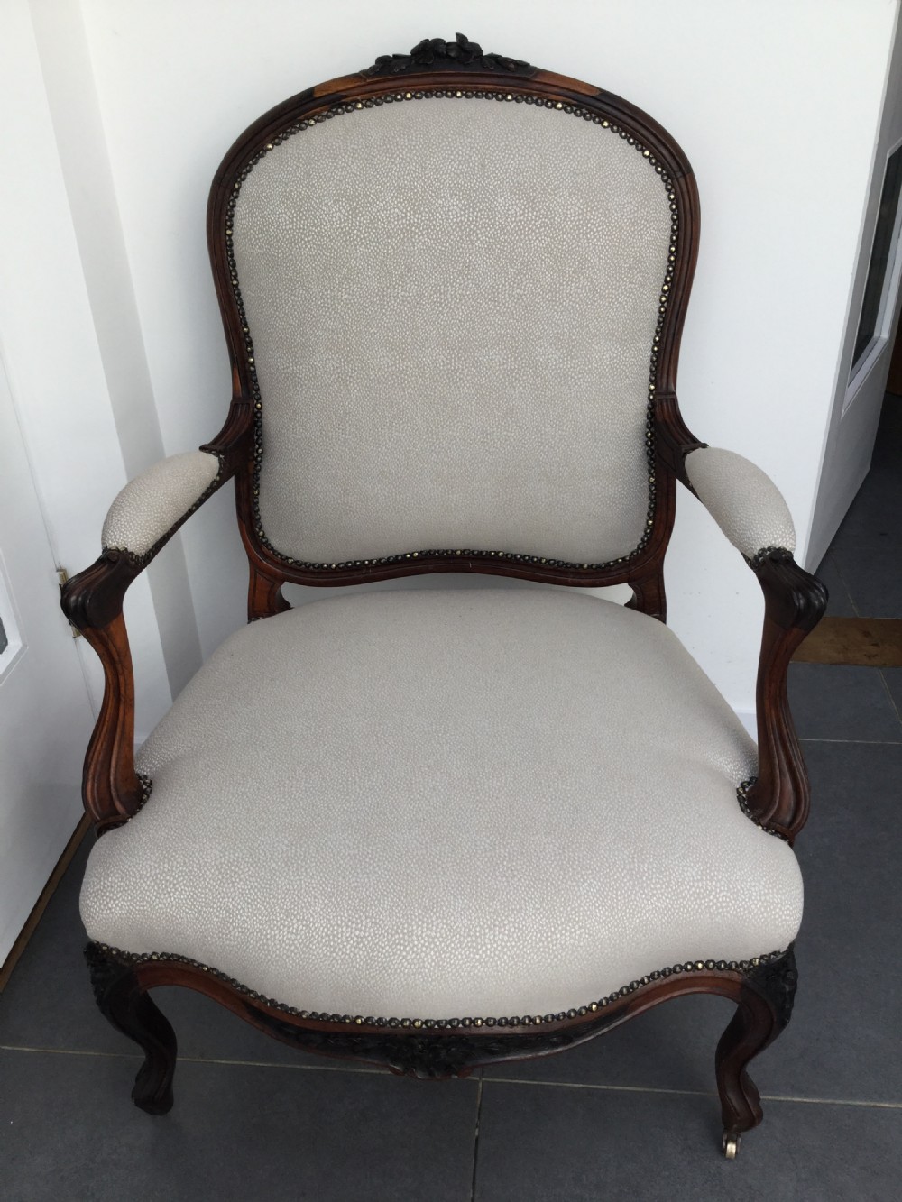 Pair of French  rosewood armchair fauteuils c1870 View XVI