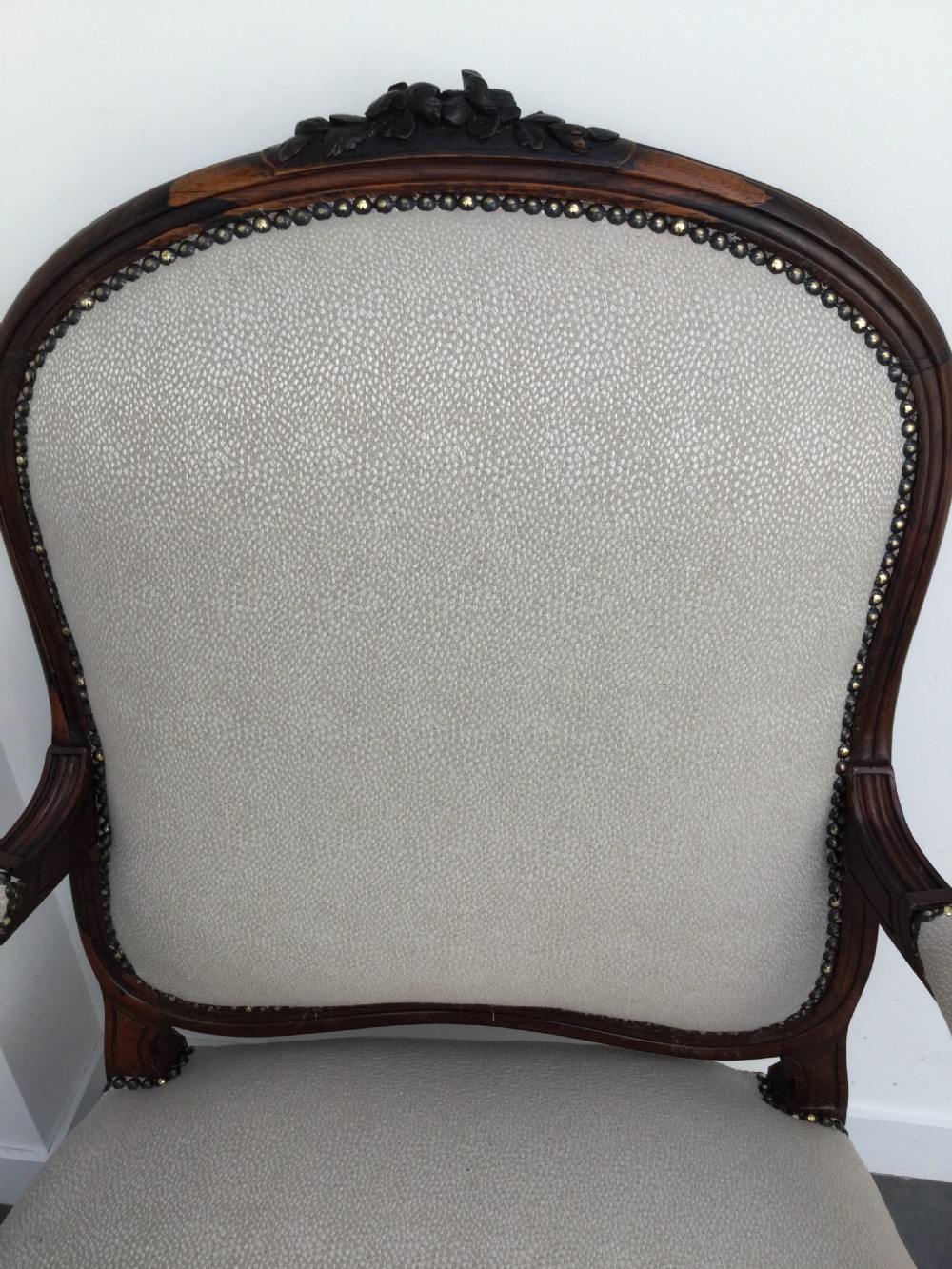 Pair of French  rosewood armchair fauteuils c1870 View XVII