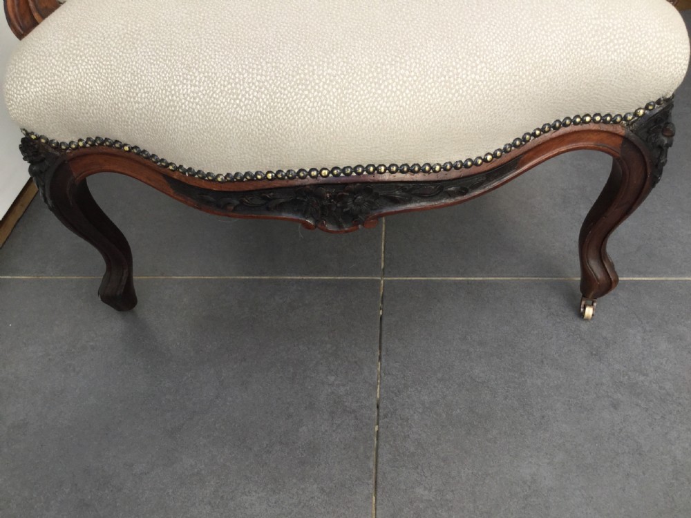 Pair of French  rosewood armchair fauteuils c1870 View XIX