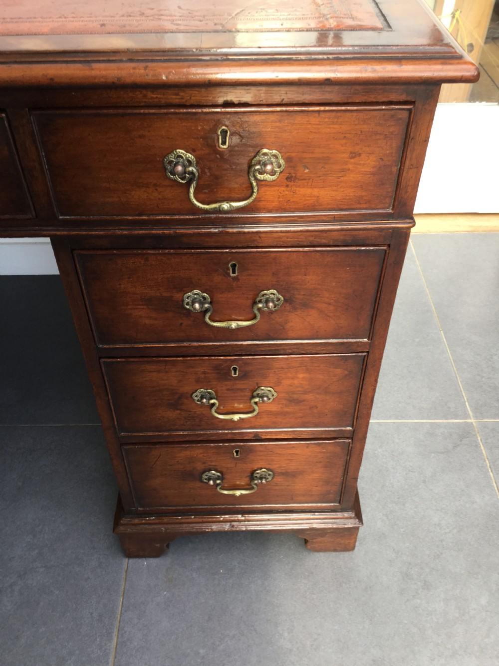 Victorian mahogany pedestal desk c1860 View III