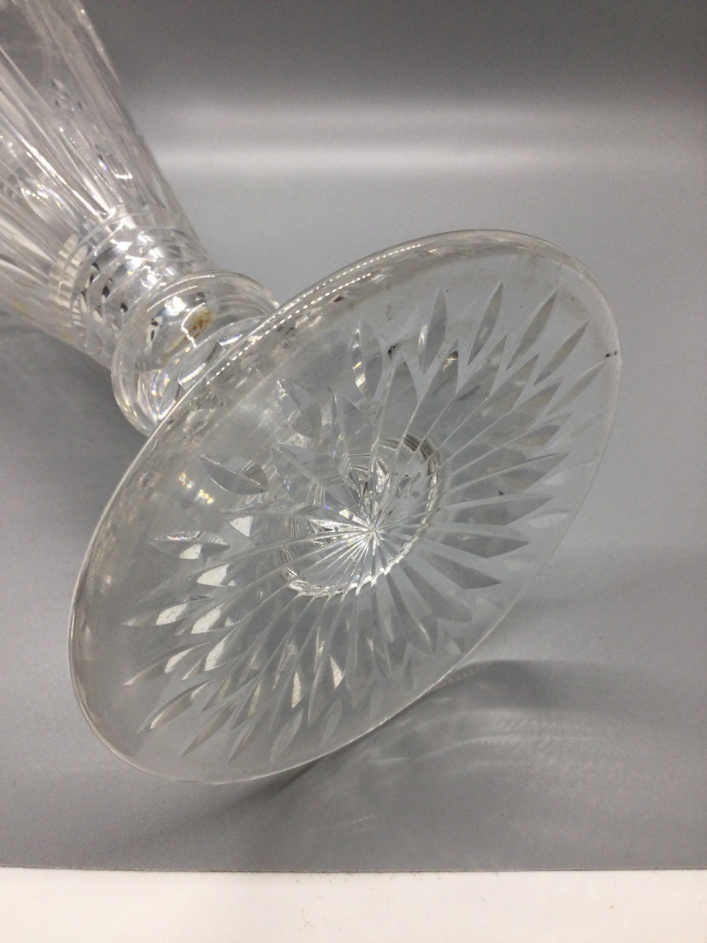 Edwardian tall cut lead crystal vase c1900 View V