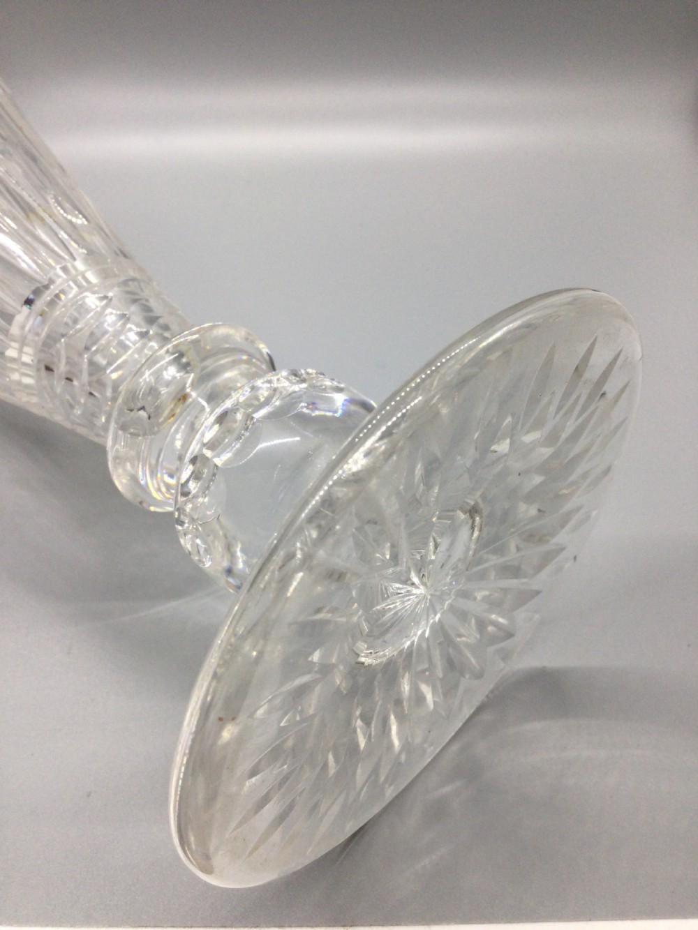 Edwardian tall cut lead crystal vase c1900 View VI