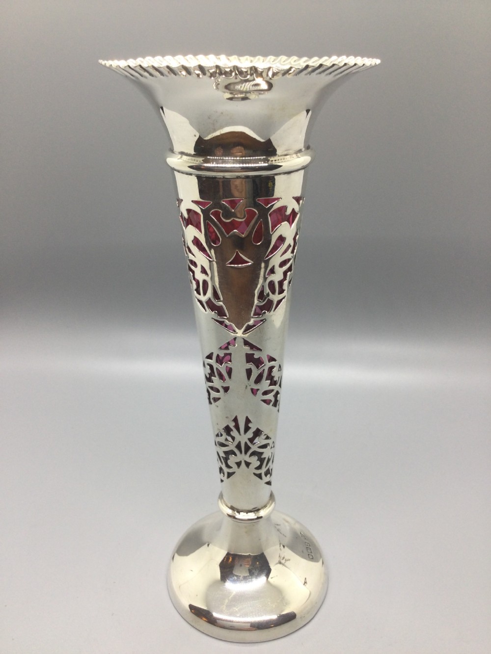 Edwardian silver trumpet vase Sheffield 1907 WALKER & HALL View II