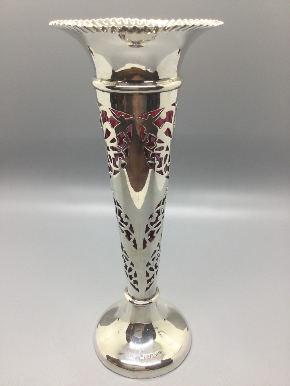 Edwardian silver trumpet vase Sheffield 1907 WALKER & HALL View V