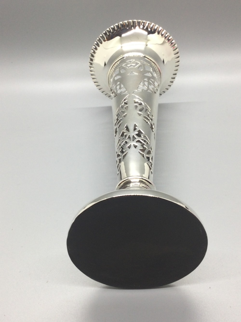 Edwardian silver trumpet vase Sheffield 1907 WALKER & HALL View IX