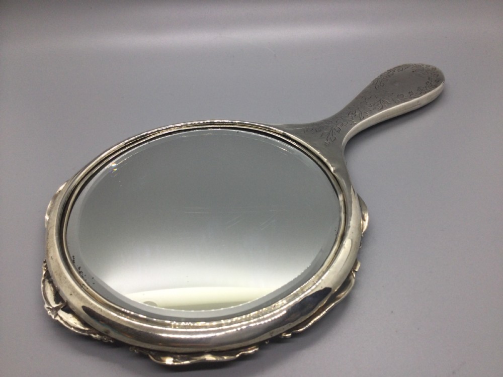 Edwardian silver hand toilette mirror Birmingham 1906 HENRY MATTHEWS View III
