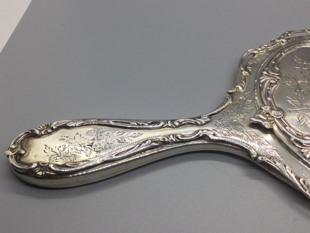 Edwardian silver hand toilette mirror Birmingham 1906 HENRY MATTHEWS View VI