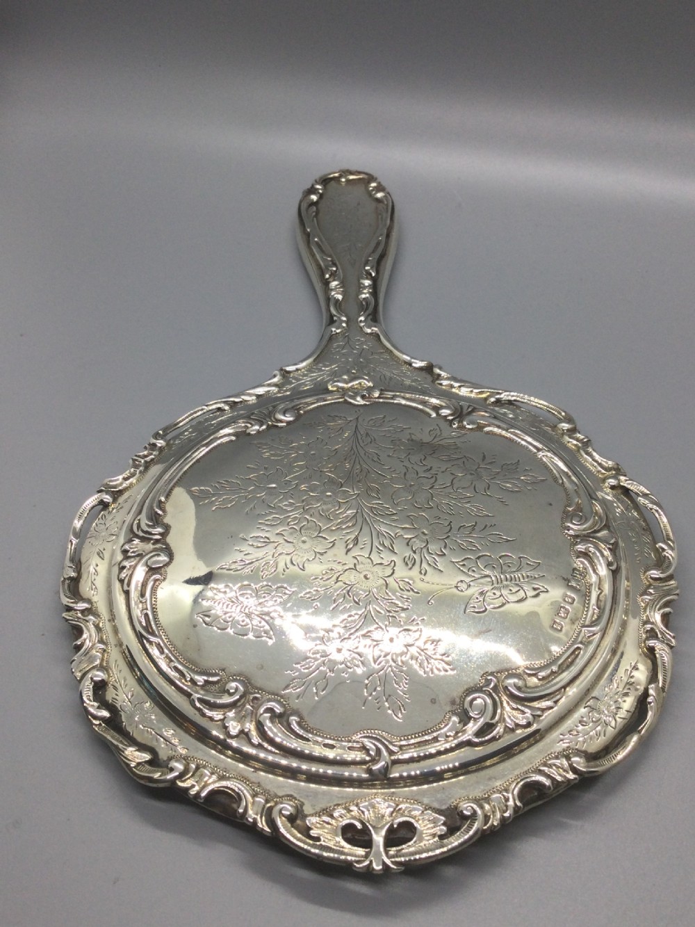 Edwardian silver hand toilette mirror Birmingham 1906 HENRY MATTHEWS View VII