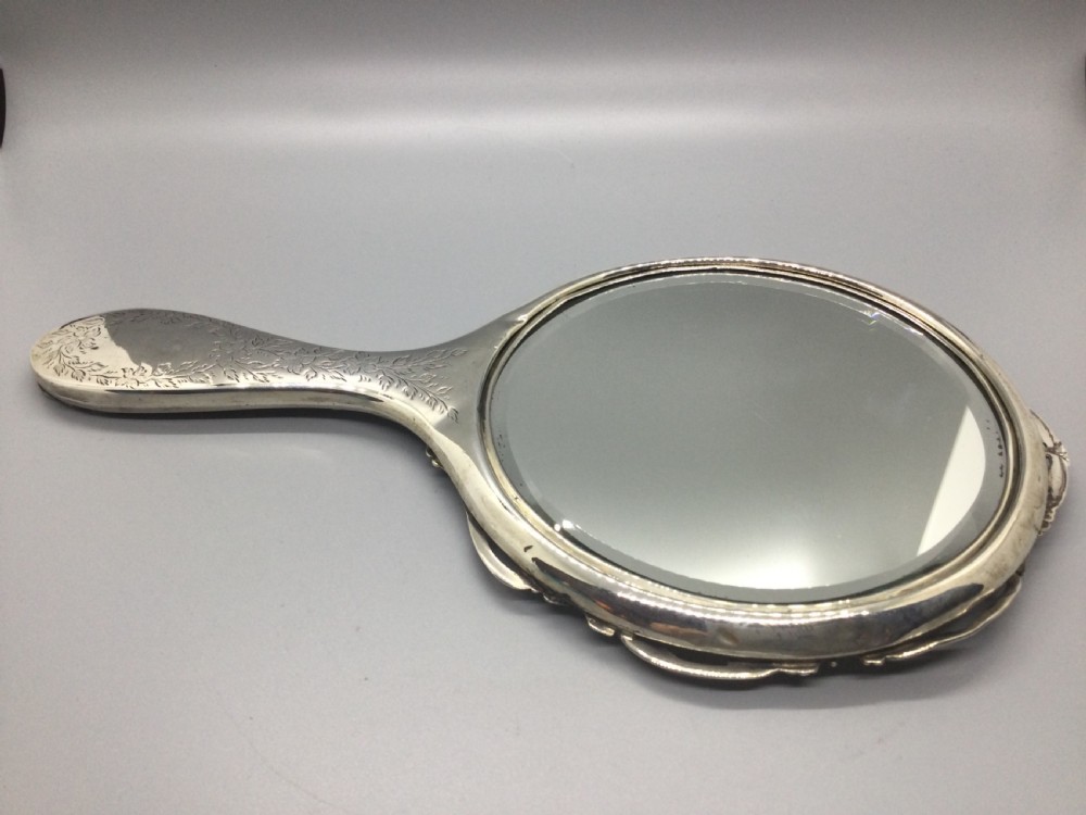 Edwardian silver hand toilette mirror Birmingham 1906 HENRY MATTHEWS View VIII