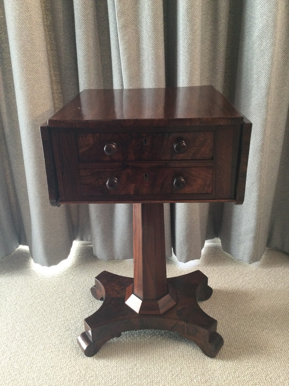 William IV rosewood drop flap worktable c1830 View III