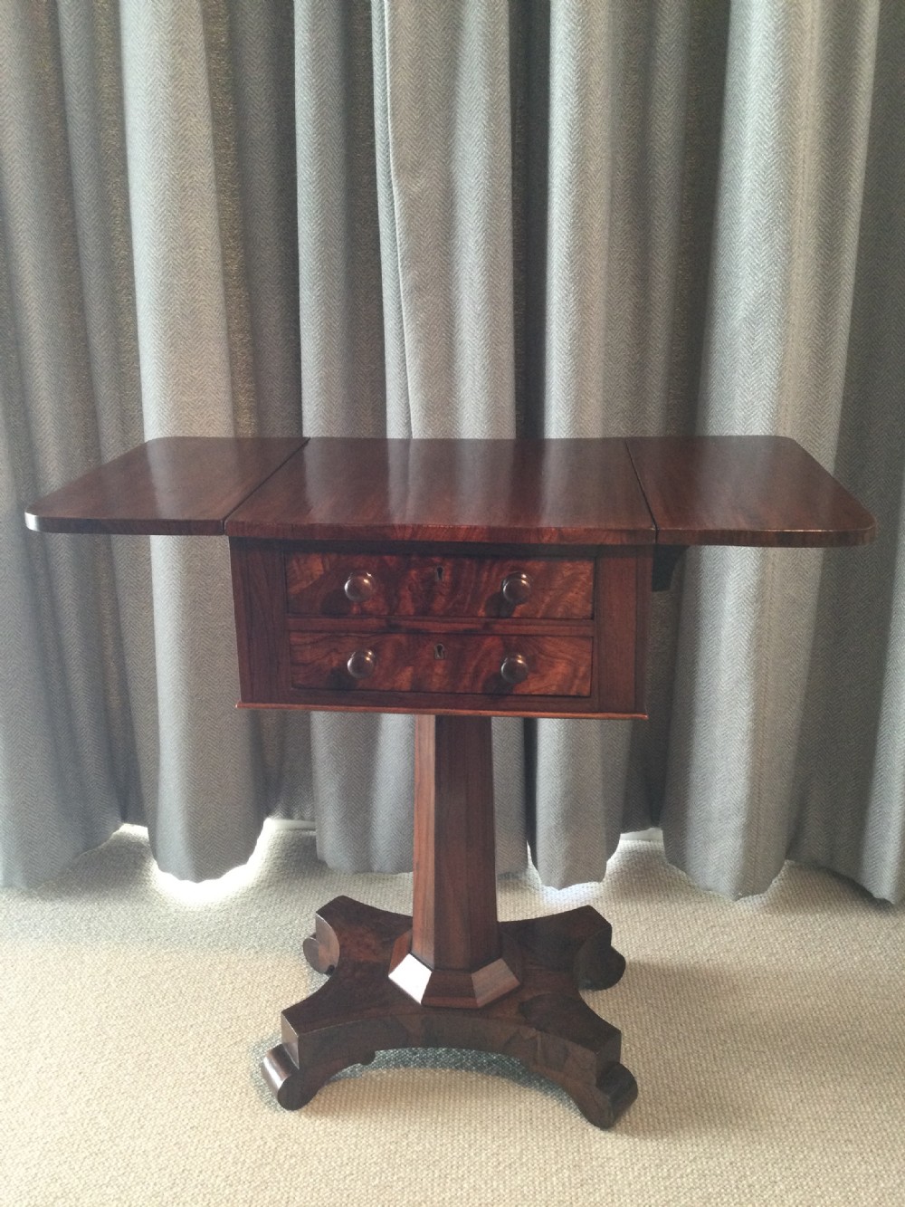 William IV rosewood drop flap worktable c1830 View IV