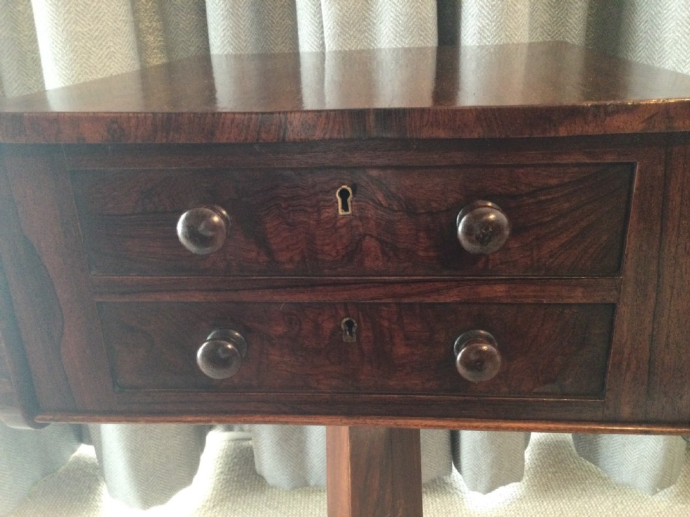 William IV rosewood drop flap worktable c1830 View IX