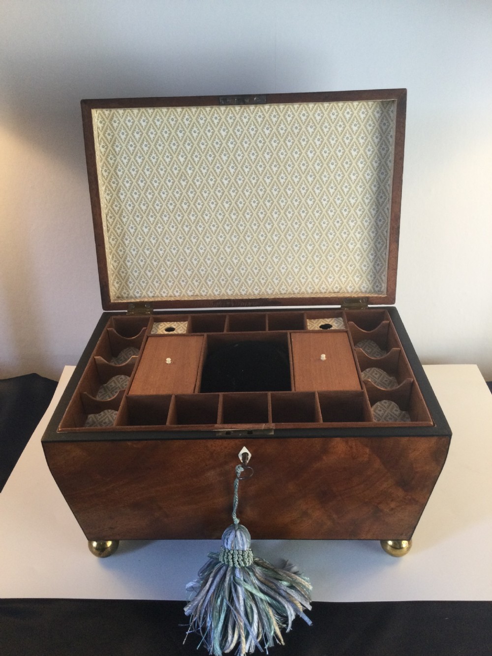 Regency mahogany work box c1820 View V