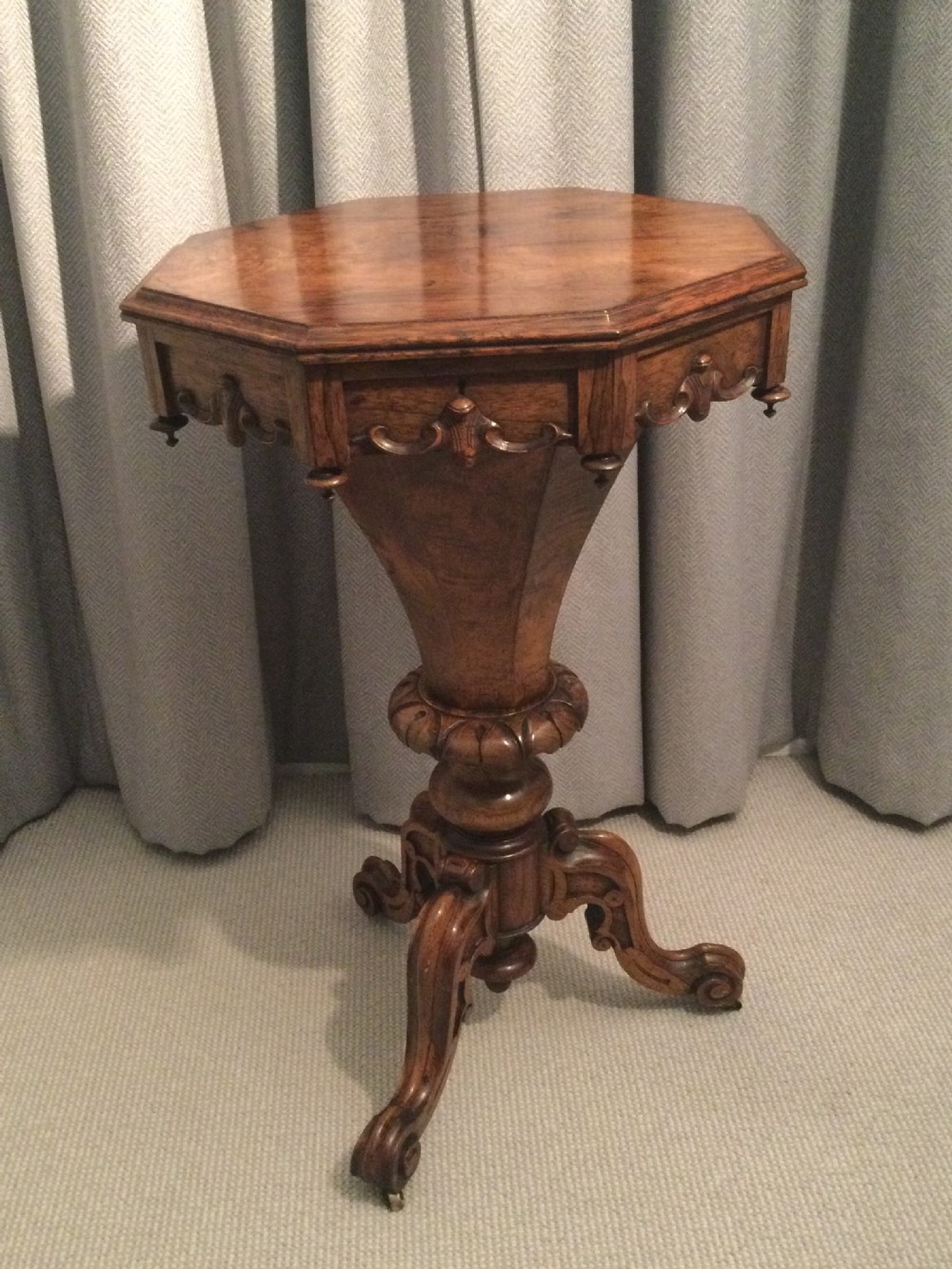 Early Victorian rosewood trumpet worktable c1860