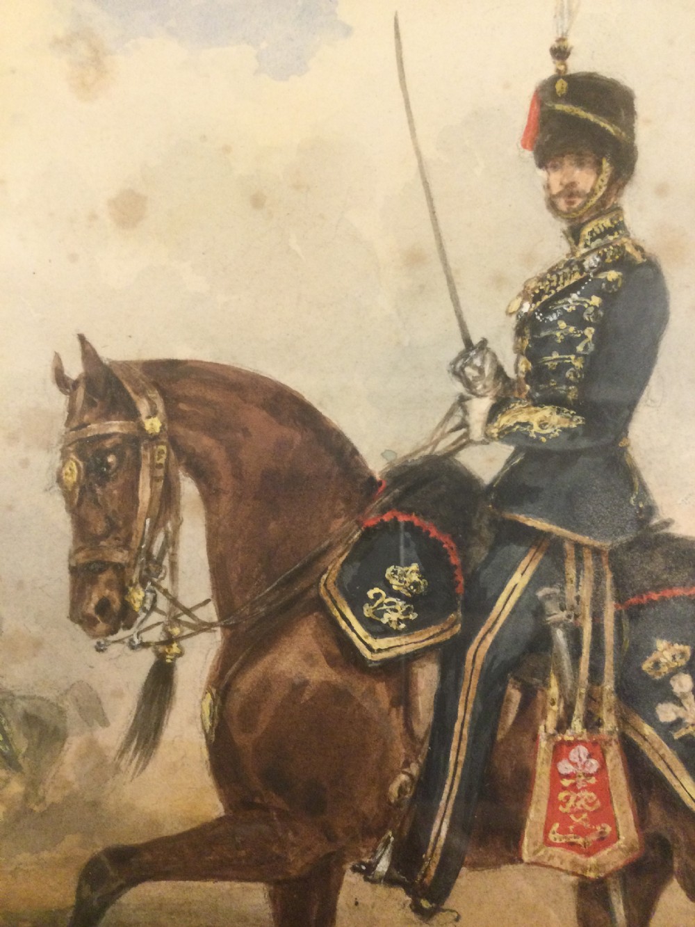 Early 19thC watercolour The 10th The Prince of Wales Own Hussars by HENRY MARTENS  View III
