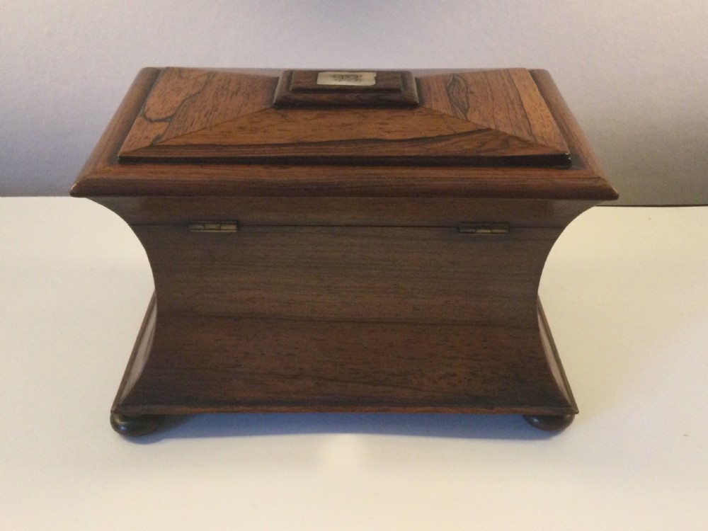 Late Regency rosewood tea caddy c1830 View IV