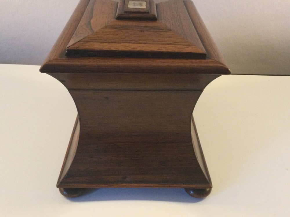Late Regency rosewood tea caddy c1830 View V