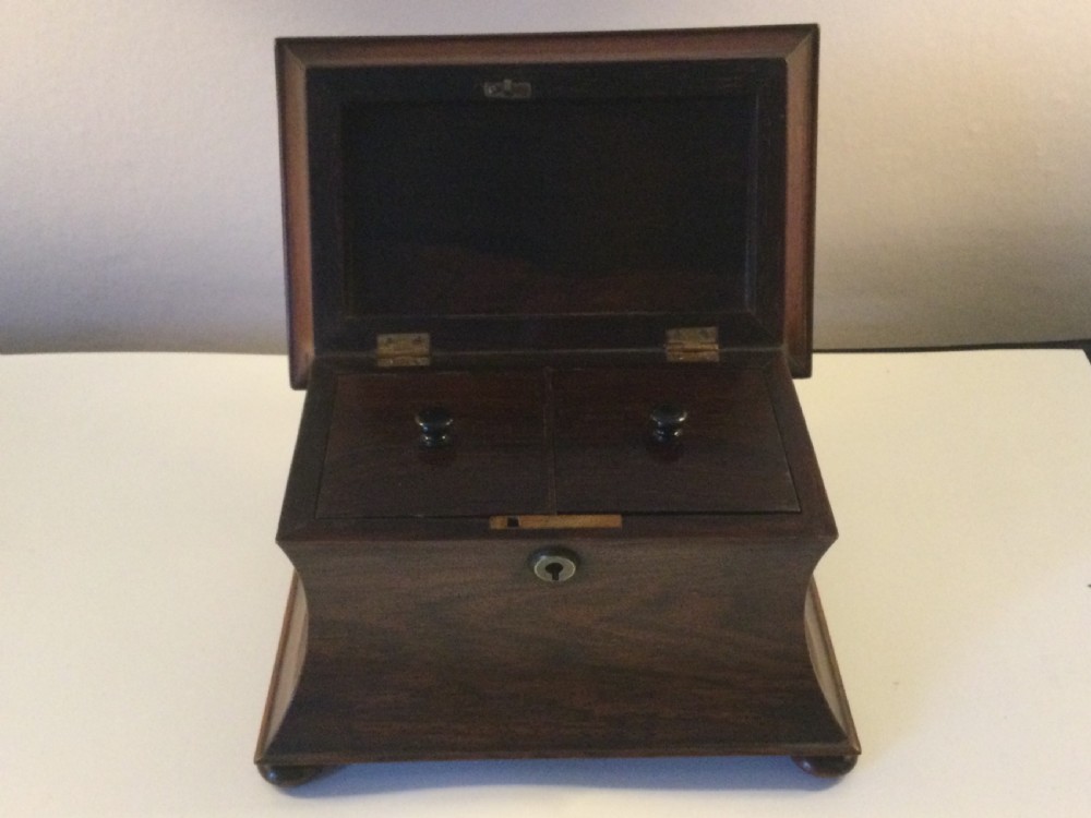 Late Regency rosewood tea caddy c1830 View VI