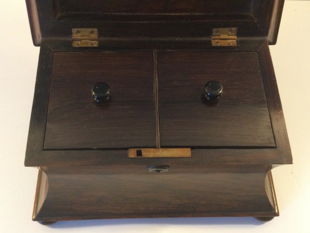 Late Regency rosewood tea caddy c1830 View VII