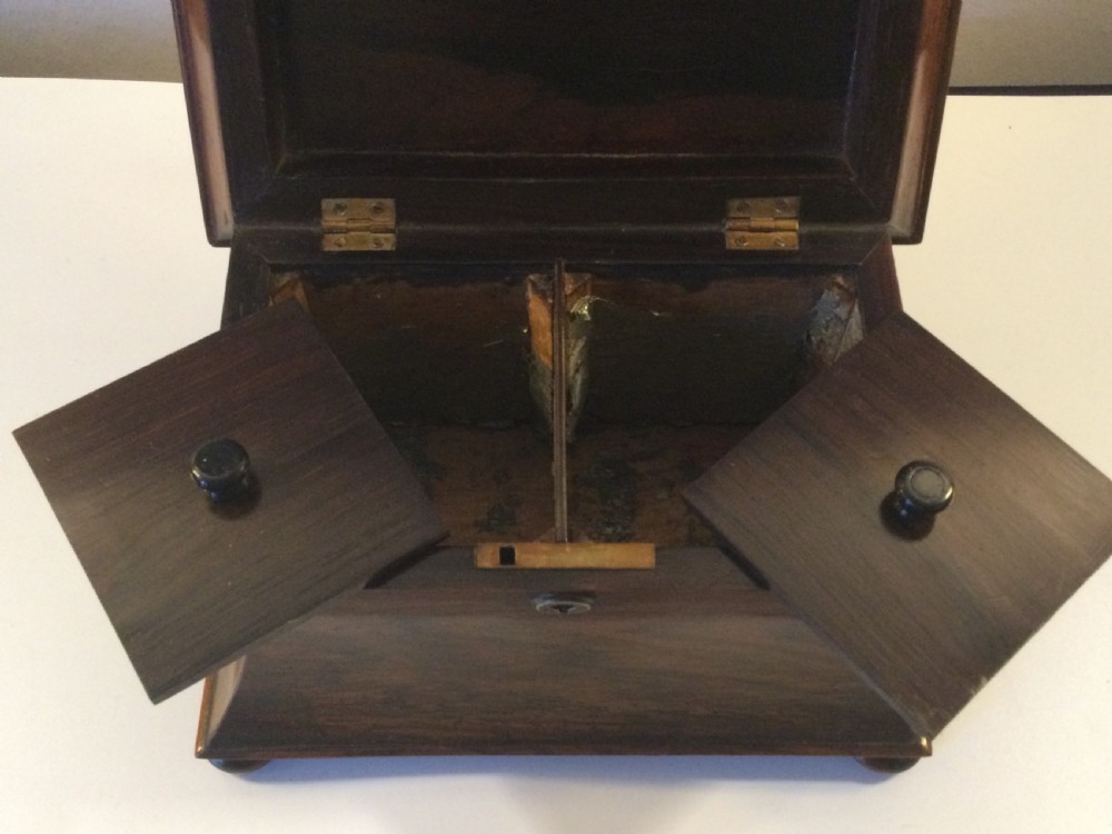 Late Regency rosewood tea caddy c1830 View VIII
