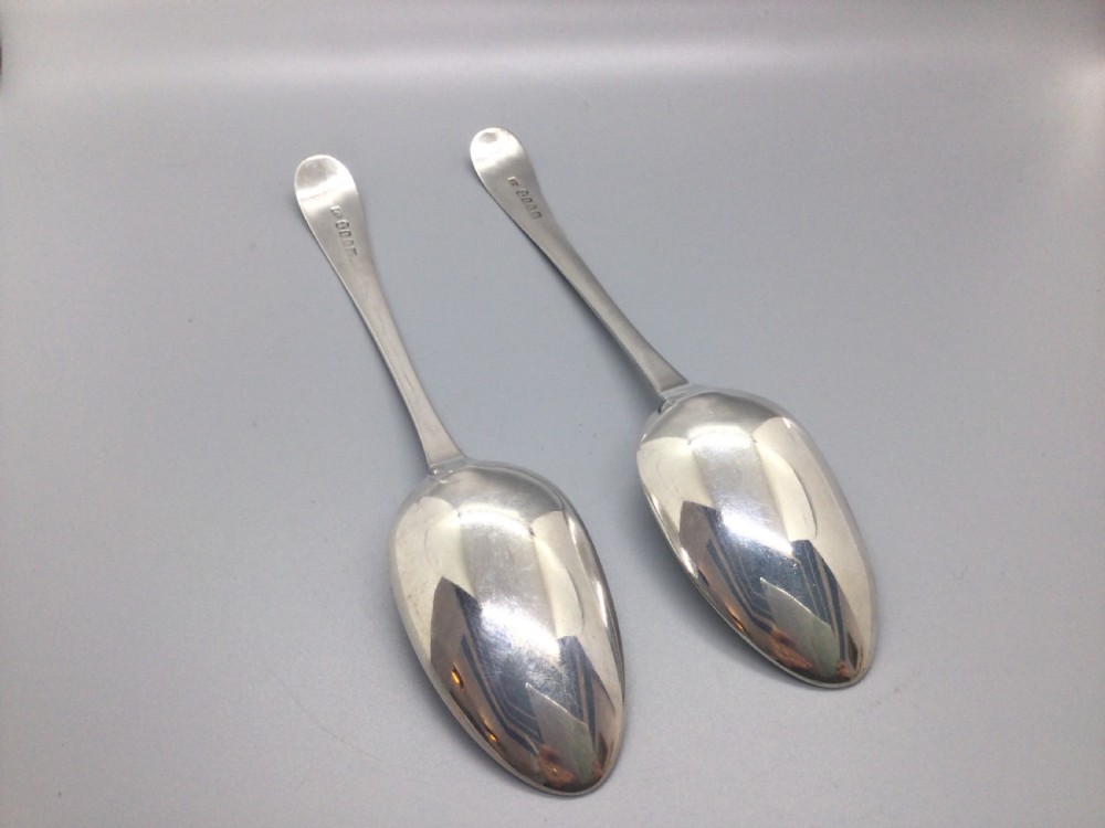 Hester Bateman pair of Georgian silver serving spoons London 1786 View IV