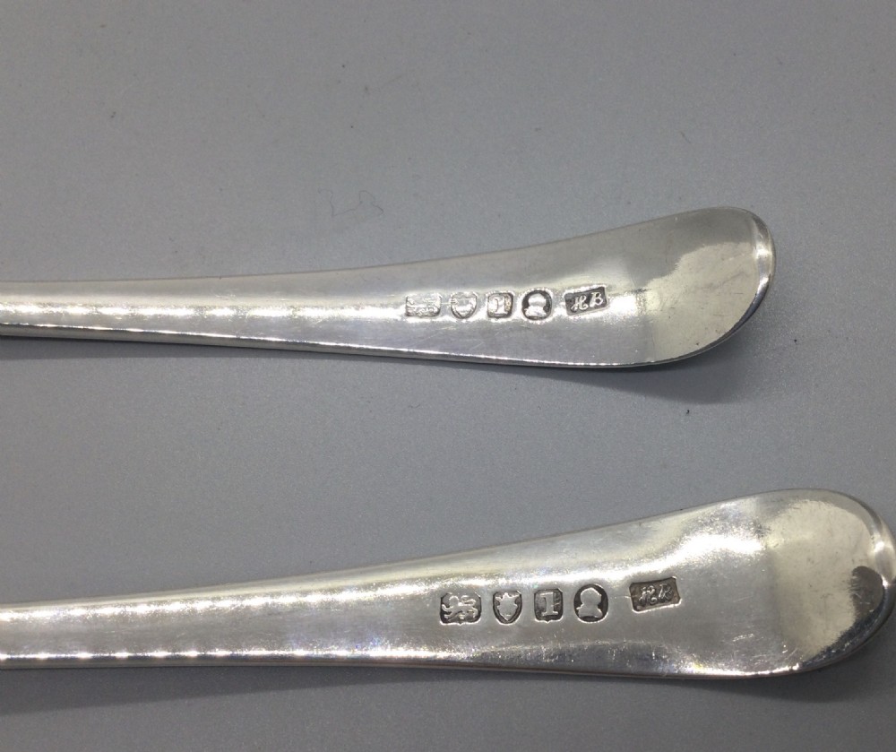 Hester Bateman pair of Georgian silver serving spoons London 1786 View V