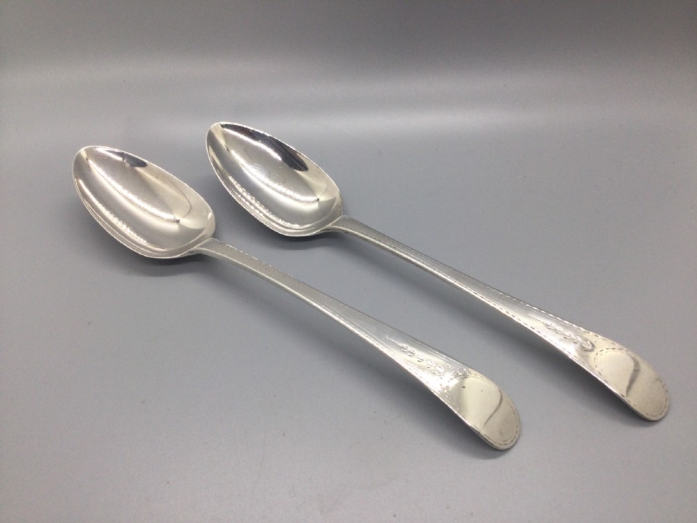 Hester Bateman pair of Georgian silver serving spoons London 1786 View VI