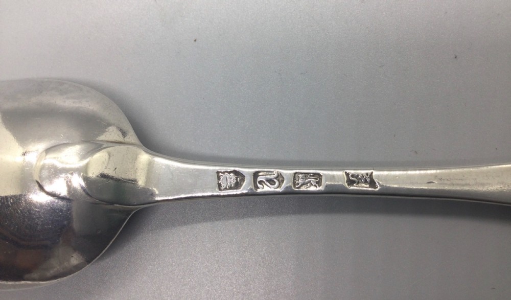 George II silver serving spoon London 1736 Samuel Wood  View III